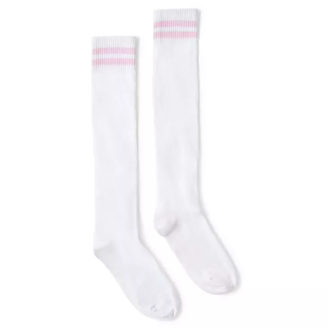 Pink Double Stripe Knee High Socks at Spencer's