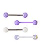 Multi-Pack CZ Purple and White Barbells 4 Pack - 14 Gauge