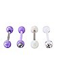 Multi-Pack CZ Purple and White Barbells 4 Pack - 14 Gauge