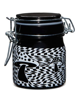 Black and White 3D Mushroom Checkered Stash Jar - 5 oz.