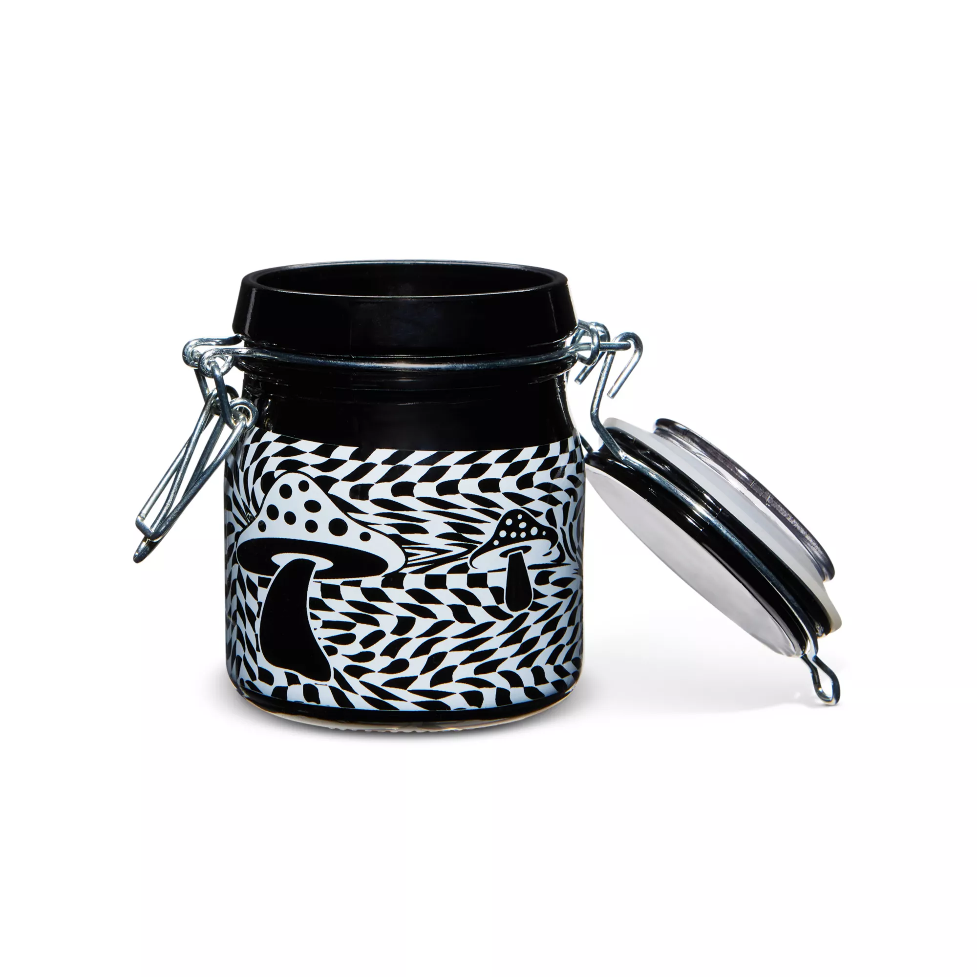 Black and White 3D Mushroom Checkered Stash Jar - 5 oz. at Spencer's