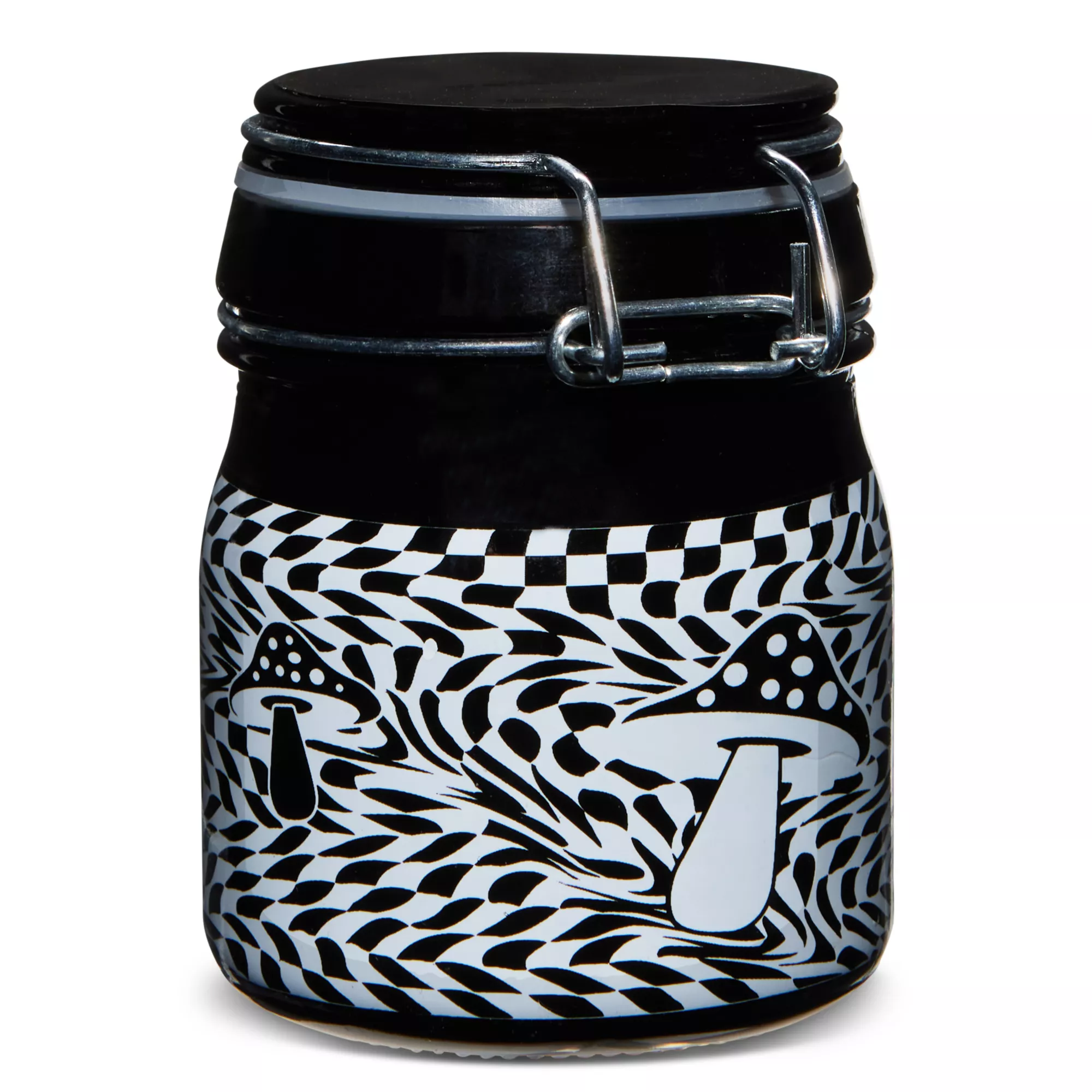 Black and White 3D Mushroom Checkered Stash Jar - 5 oz. at Spencer's