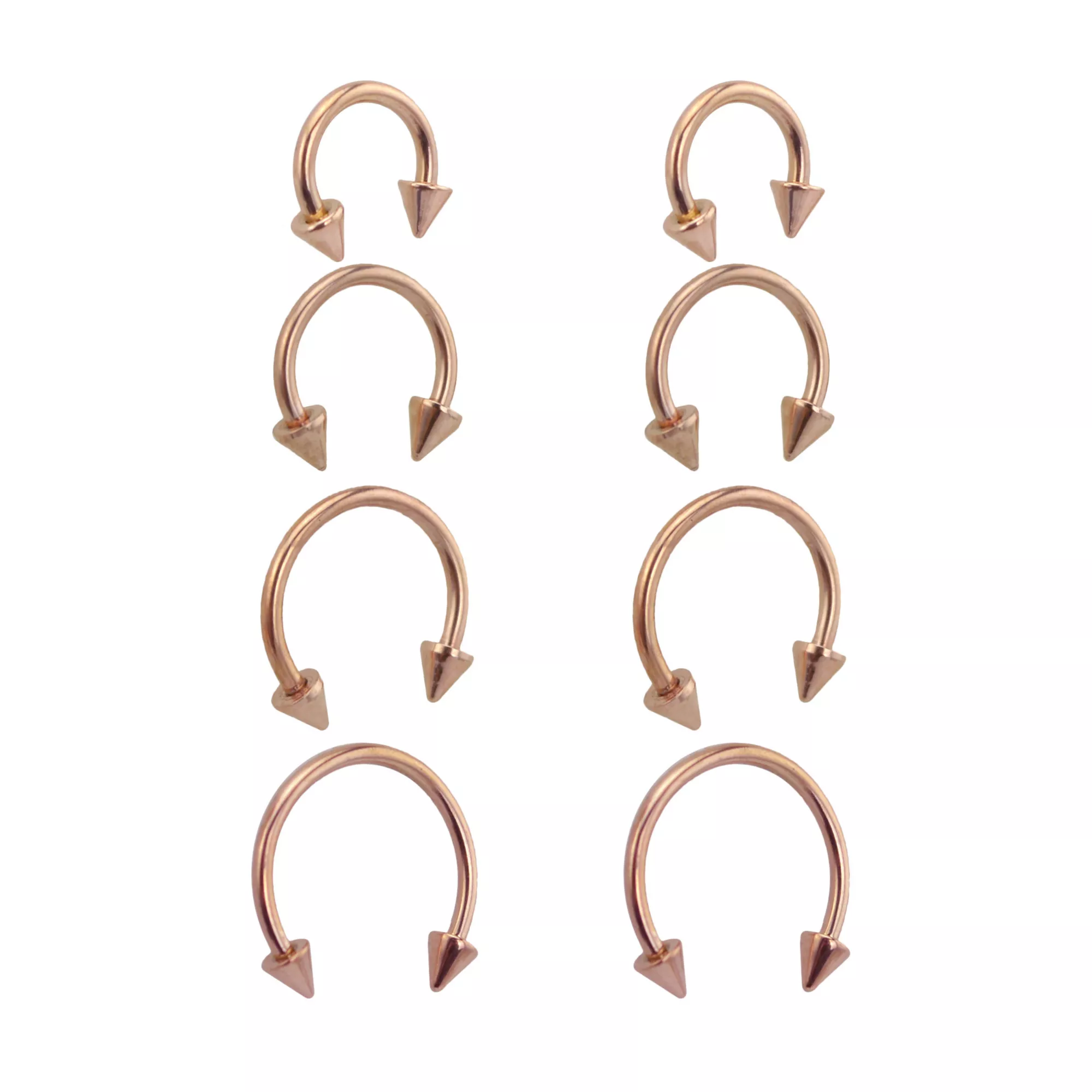 Multi-Pack Rose Goldtone Spike Horseshoe Rings 8 Pack - 16 Gauge at Spencer's