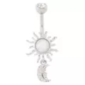 CZ Opal-Effect Sun Moon Dangle Belly Ring - 14 Gauge at Spencer's
