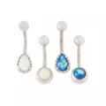 Multi-Pack Opal-Effect Belly Rings 4 Pack - 14 Gauge at Spencer's