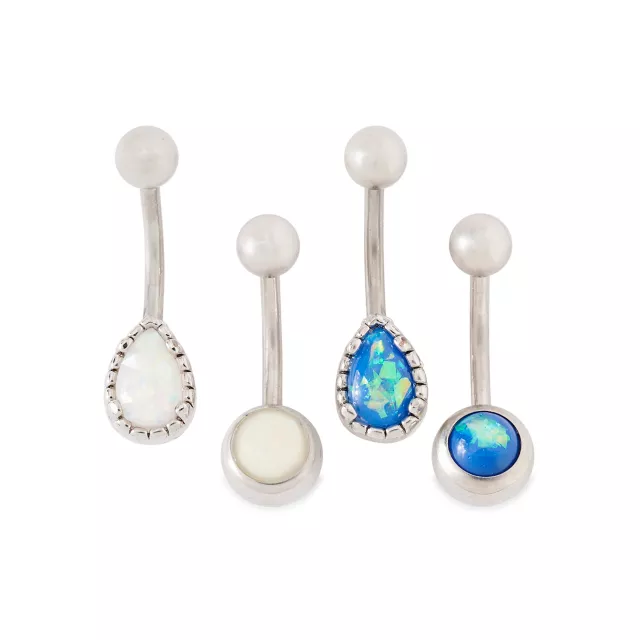 Multi-Pack Opal-Effect Belly Rings 4 Pack - 14 Gauge at Spencer's