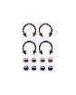 Multi-Pack Pink and Purple Horseshoe Rings 2 Pair With Extra Balls – 16 Gauge