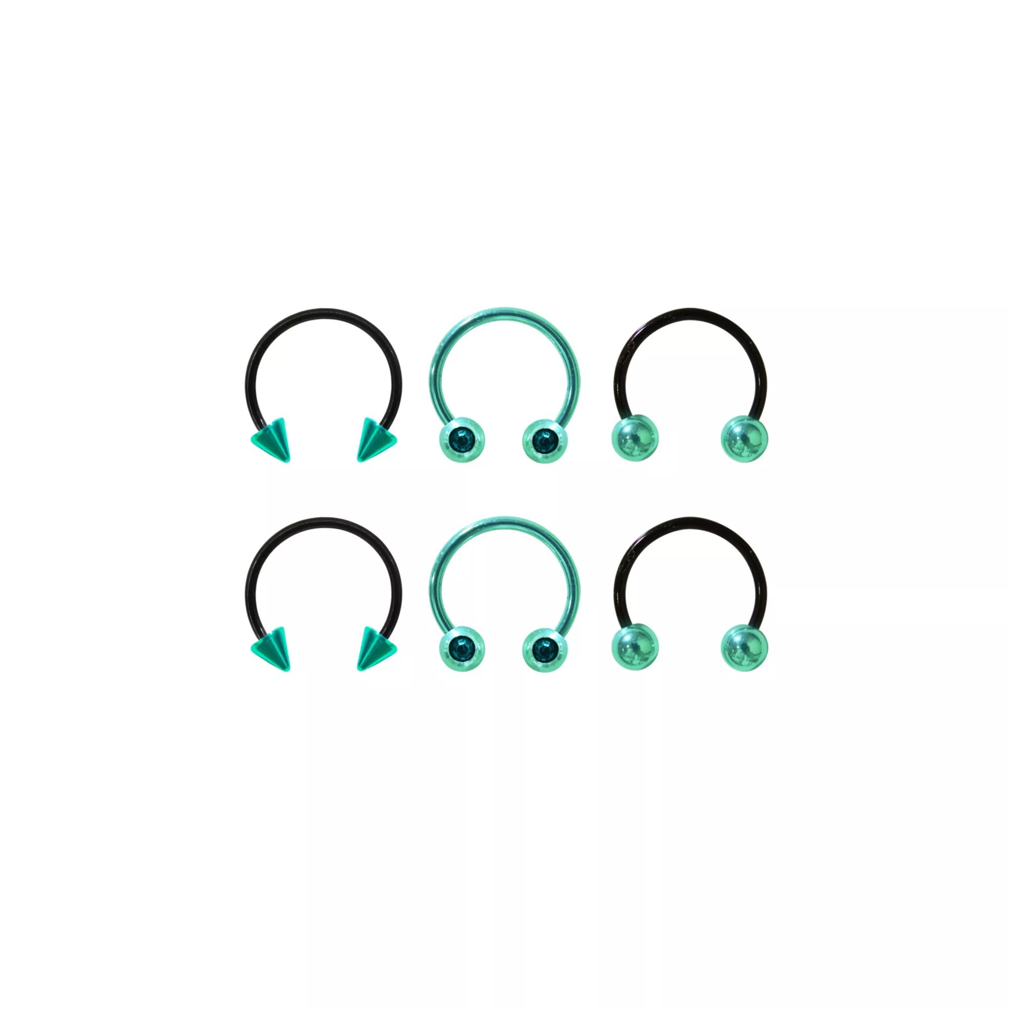 Multi-Pack Teal CZ Horseshoe Rings - 3 Pair at Spencer's