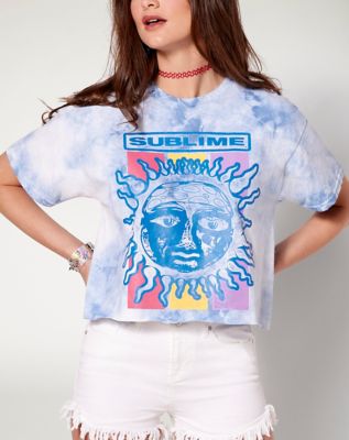 Tie Dye Sublime Panel Crop Top T Shirt - Spencer's