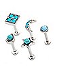 Multi-Pack Blue CZ Moon and Star Labret Lip Rings 5 Pack - 16 Gauge