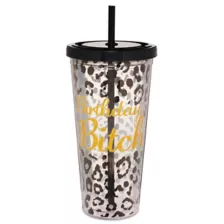 Animal Print Birthday Bitch Cup with Straw - 20 oz. at Spencer's