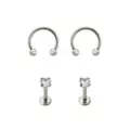 Multi-Pack CZ Horseshoe Rings and Labret Lip Rings 4 Pack - 16 Gauge at Spencer's