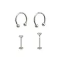 Multi-Pack CZ Horseshoe Rings and Labret Lip Rings 4 Pack - 16 Gauge at Spencer's