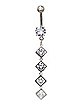 Square CZ Dangle Belly Ring - 14 Gauge
