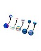 Multi-Pack Purple and Blue Iridescent Belly Rings 5 Pack - 14 Gauge