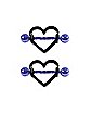 Purple and Black Heart Nipple Shields - 14 Gauge