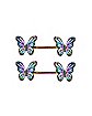 CZ Rainbow Butterfly Nipple Barbells - 14 Gauge