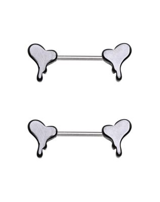 Black Heart Fuck Off Nipple Barbells - 14 Gauge