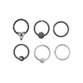 Multi-Pack CZ Black and Silvertone Hoop Nose Rings 6 Pack - 20 Gauge at Spencer's