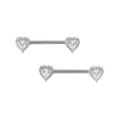 CZ Heart Titanium Nipple Barbells - 14 Gauge at Spencer's