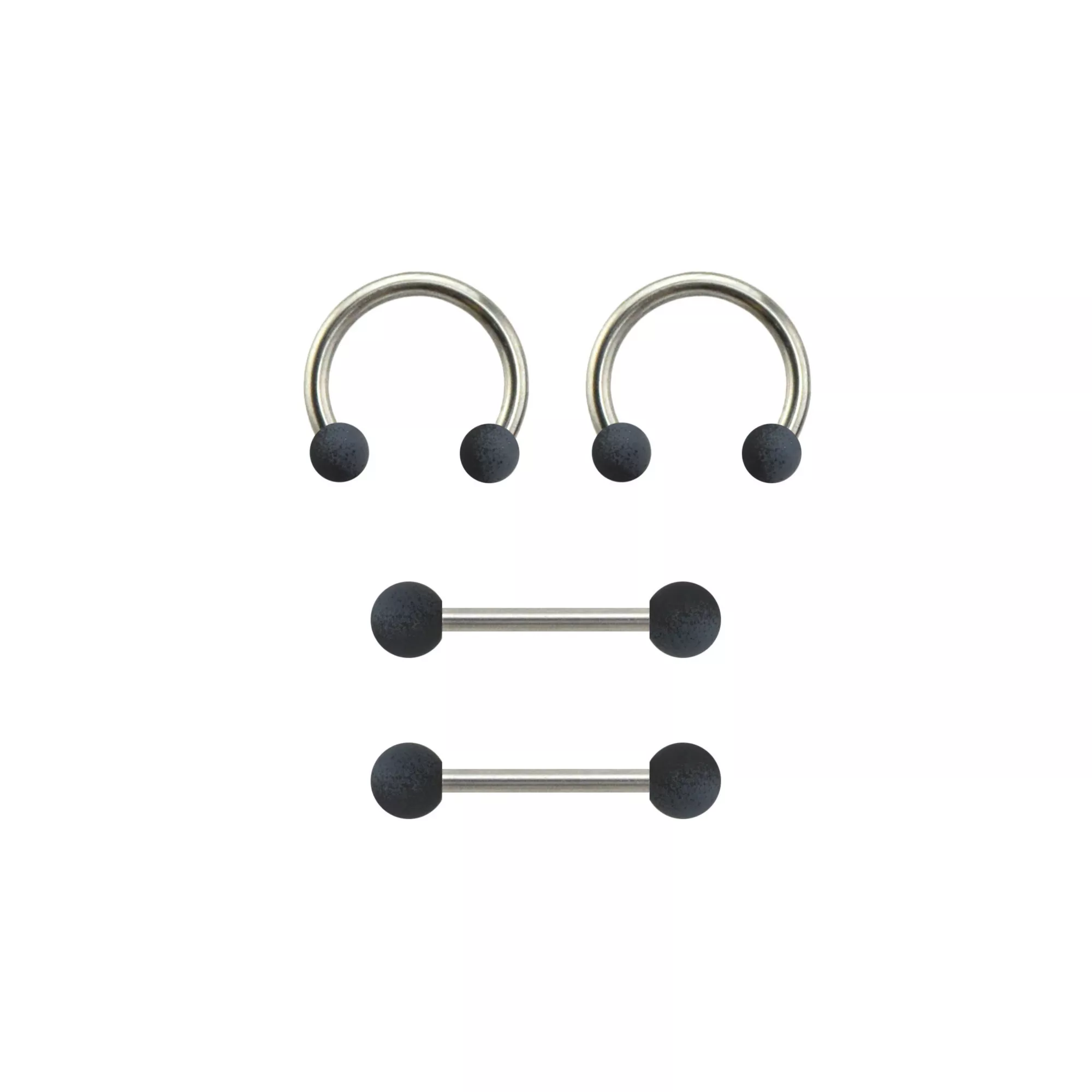 Multi-Pack Matte Black and Gray Horseshoe Rings and Nipple Barbells 2 Pair - 14 Gauge at Spencer's