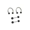 Multi-Pack Matte Black and Gray Horseshoe Rings and Nipple Barbells 2 Pair - 14 Gauge at Spencer's