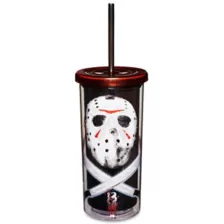 Jason Voorhees Mask Knives Cup with Straw 20 oz. - Friday the 13th at Spencer's