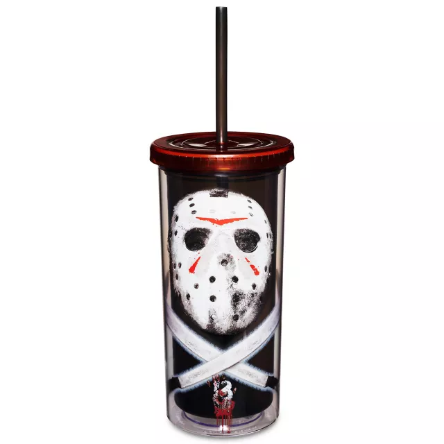 Jason Voorhees Mask Knives Cup with Straw 20 oz. - Friday the 13th at Spencer's