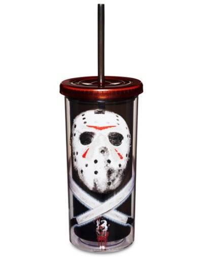 Jason Voorhees Mask Knives Cup with Straw oz. - Friday the 13th