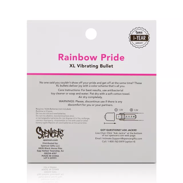 Rainbow Pride Multi-Function Rechargeable XL Bullet Vibrator 3.25 Inch - Sexology at Spencer's