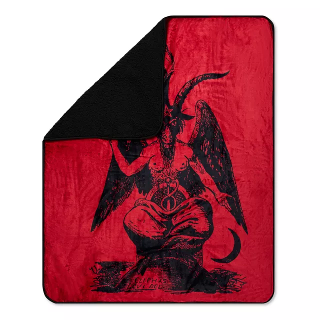 Red Baphomet Sherpa Fleece Blanket at Spencer's
