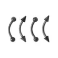 Multi-Pack Black Spike and Round Titanium Curved Barbells 4 Pack - 16 Gauge at Spencer's