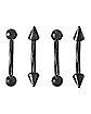 Multi-Pack Black Spike and Round Titanium Curved Barbells 4 Pack - 16 Gauge