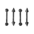 Multi-Pack Black Spike and Round Titanium Curved Barbells 4 Pack - 16 Gauge at Spencer's