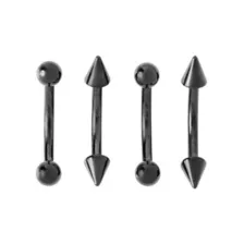 Multi-Pack Black Spike and Round Titanium Curved Barbells 4 Pack - 16 Gauge at Spencer's