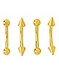 Multi-Pack Goldplated Spike and Round Titanium Curved Barbells 4 Pack - 16 Gauge