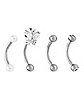 Multi-Pack CZ Butterfly and Pearl-Effect Titanium Curved Barbells 4 Pack - 16 Gauge