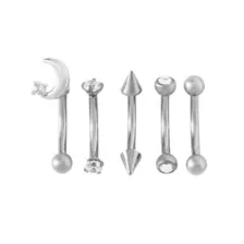 Multi-Pack CZ Moon Titanium Curved Barbells 5 Pack - 16 Gauge at Spencer's