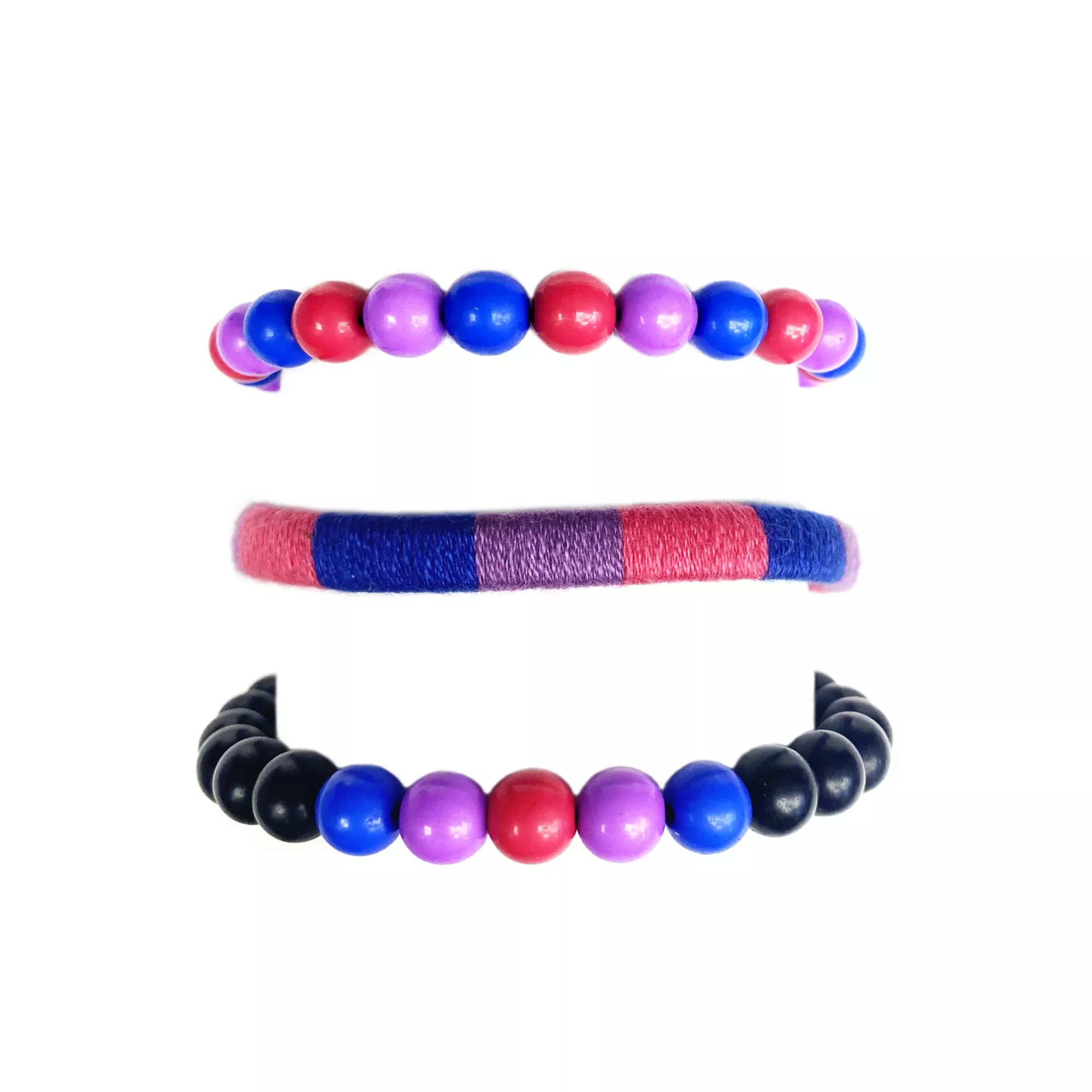 Multi-Pack Bisexual Pride Cord and Beaded Bracelets - 3 Pack at Spencer's