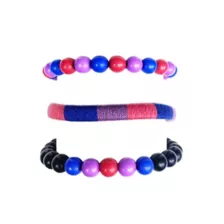 Multi-Pack Bisexual Pride Cord and Beaded Bracelets - 3 Pack at Spencer's