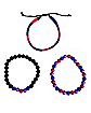 Multi-Pack Bisexual Pride Cord and Beaded Bracelets - 3 Pack
