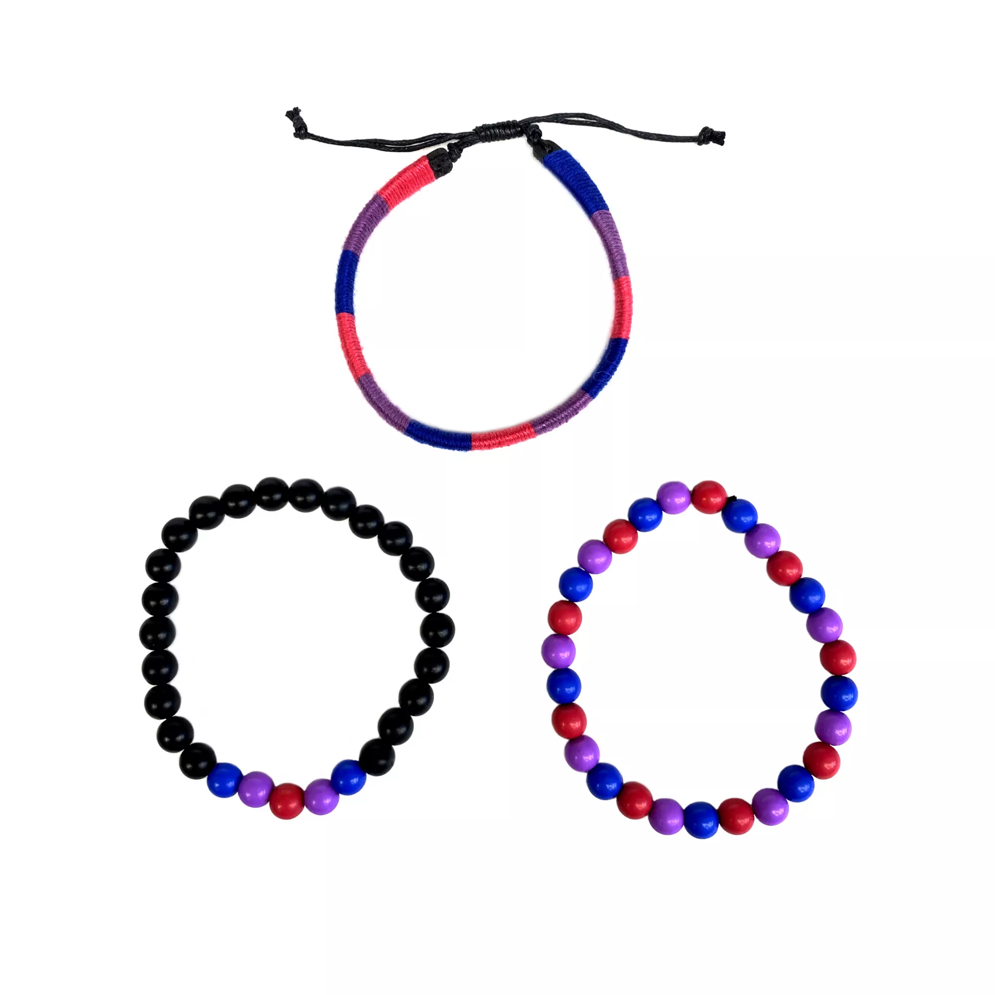 Multi-Pack Bisexual Pride Cord and Beaded Bracelets - 3 Pack at Spencer's