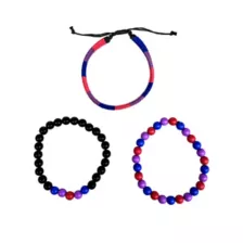 Multi-Pack Bisexual Pride Cord and Beaded Bracelets - 3 Pack at Spencer's