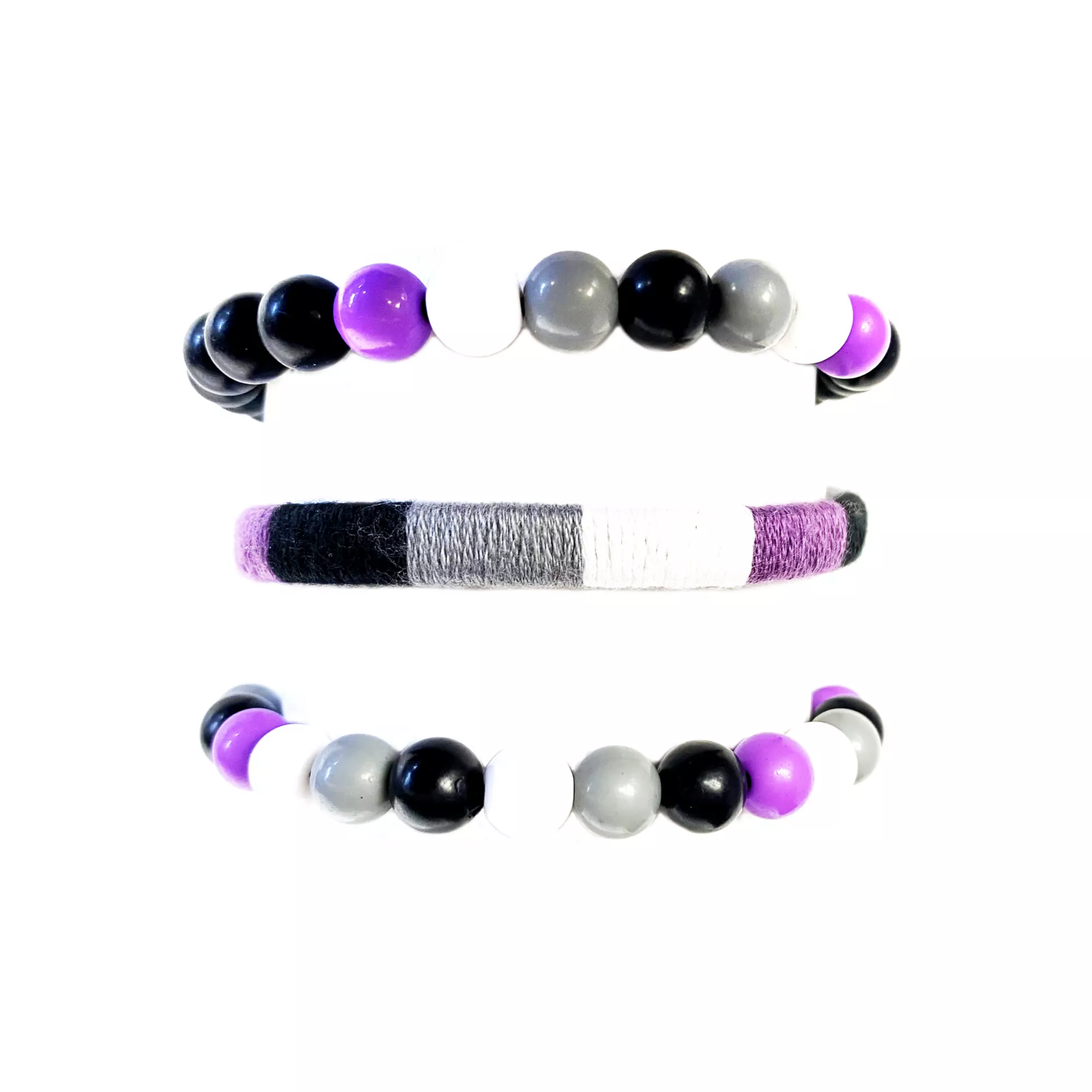 Multi-Pack Asexual Pride Cord and Beaded Bracelets - 3 Pack at Spencer's