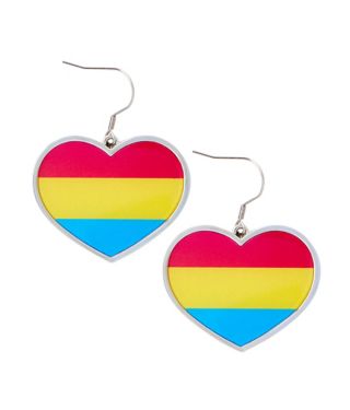 Pansexual Pride Heart Dangle Earrings