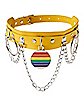 Yellow Pride Triple O-Ring Chain Choker Necklace