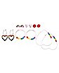 CZ Rainbow Star Heart and Rose Earrings - 6 Pair