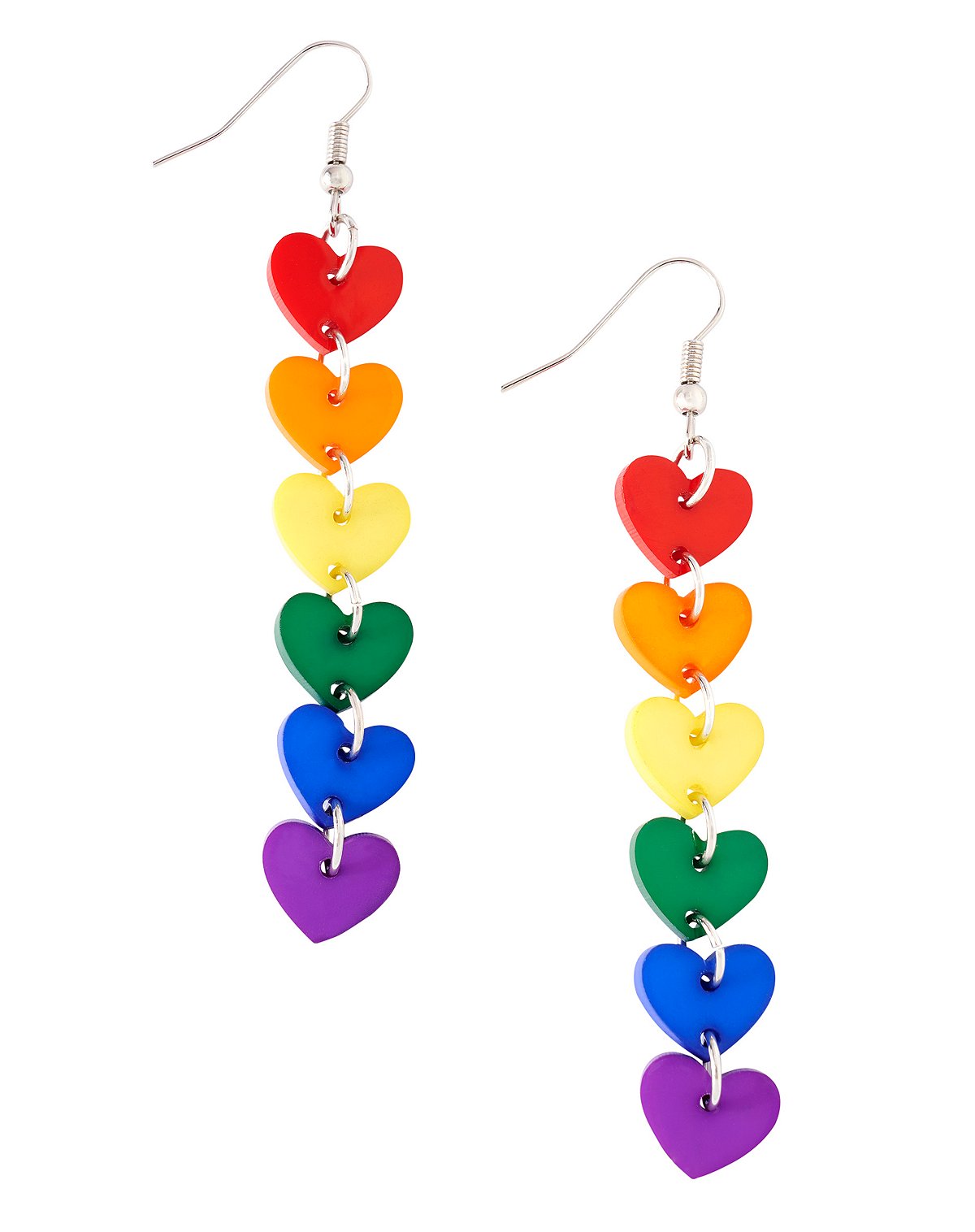 Rainbow Heart Chain Dangle Pride Earrings