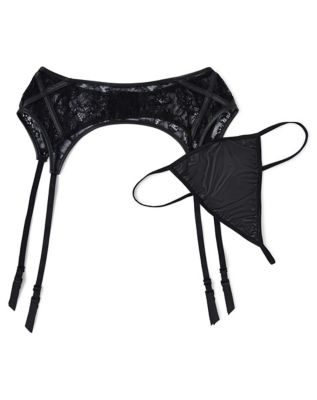 Black Lace Garter Set - Spencer's