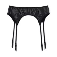 Black Faux Leather Garter Belt at Spencer's